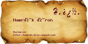 Hamrák Áron névjegykártya